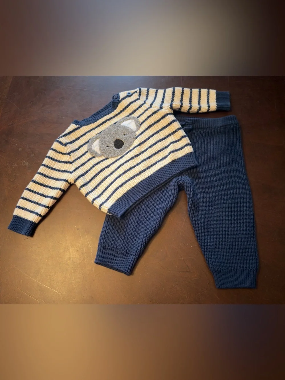 Little Lad 6-9 M Boy’s 2-Piece Set Koala Knit Pants and Top